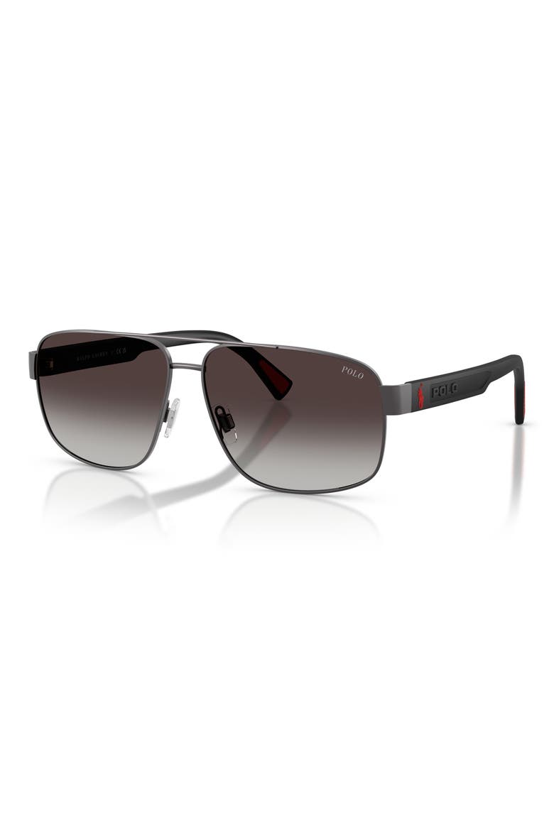 61mm Pilot Sunglasses, Alternate, color, DARK GUNMETAL / LIGHT BLACK