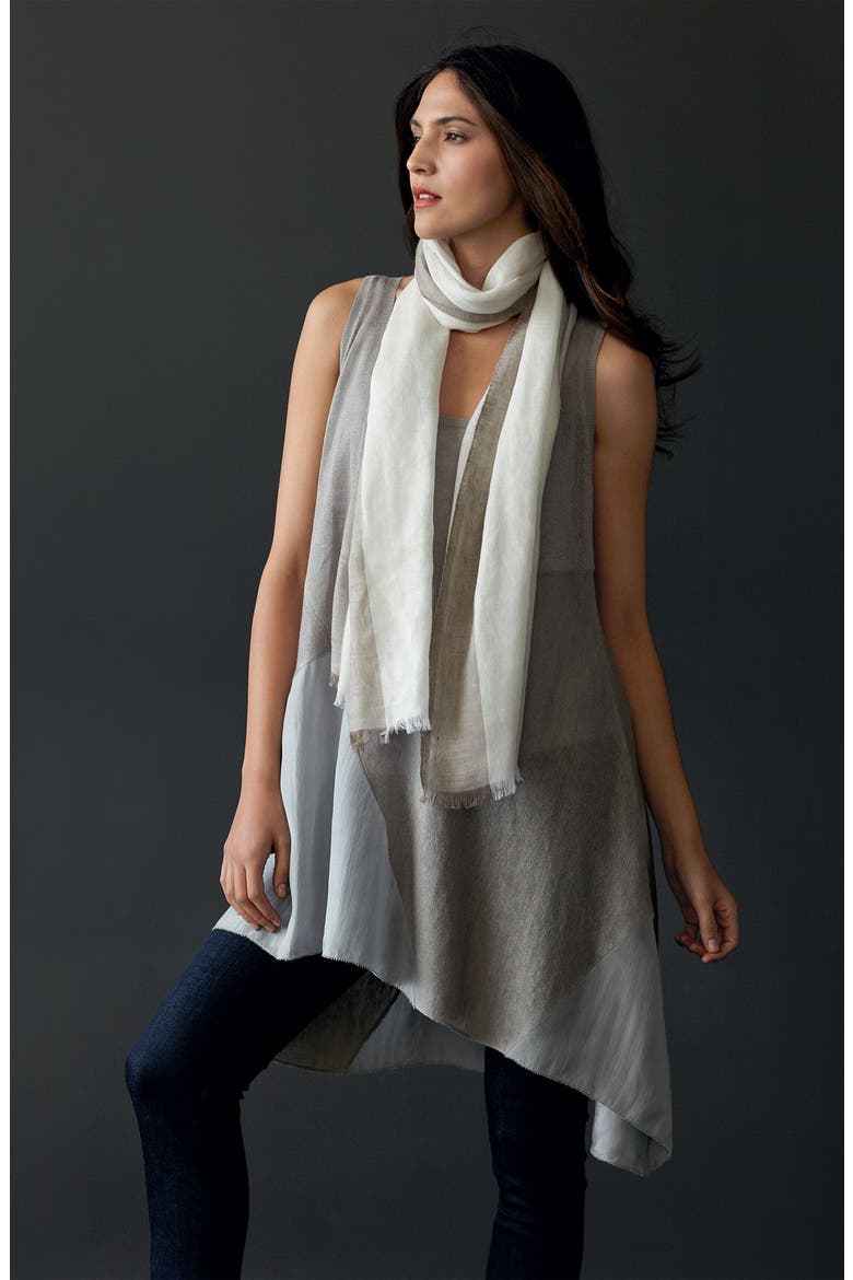 Two Tone Slub Knit Scarf, Alternate, color, STONE/BONE