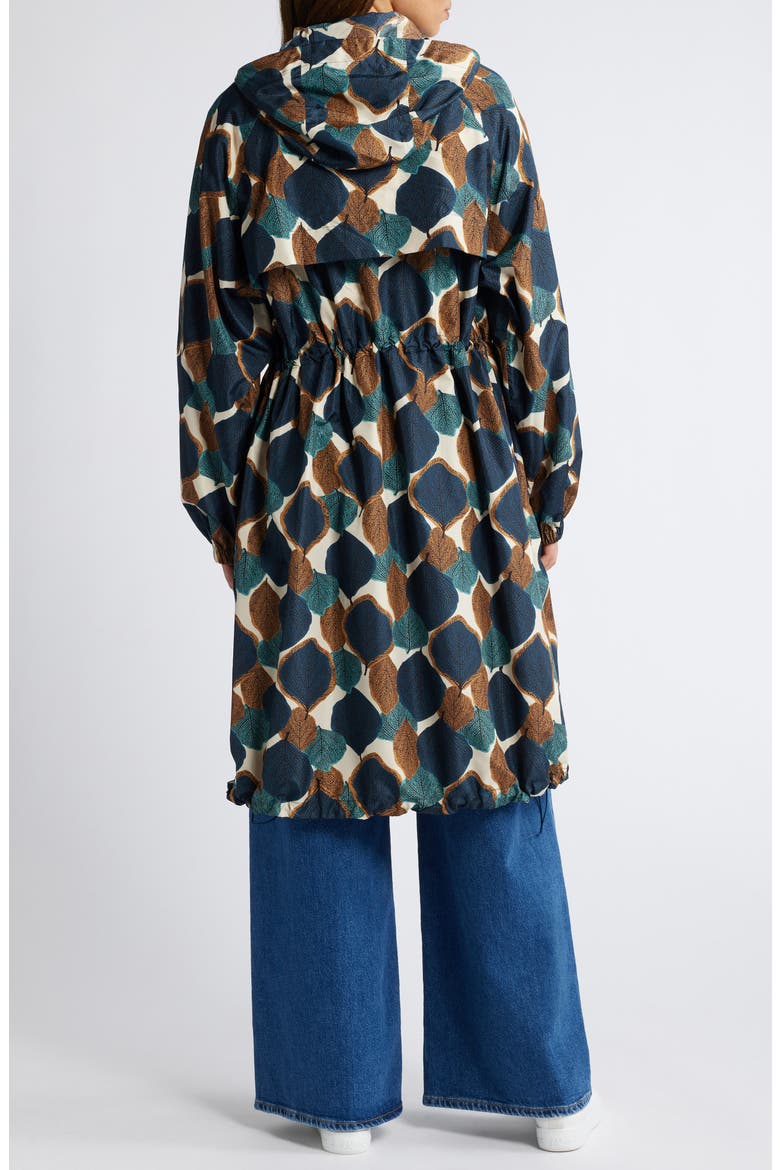 Trina Water Resistant Leaf Print Coat, Alternate, color, MOONLIT OCEAN PRINT