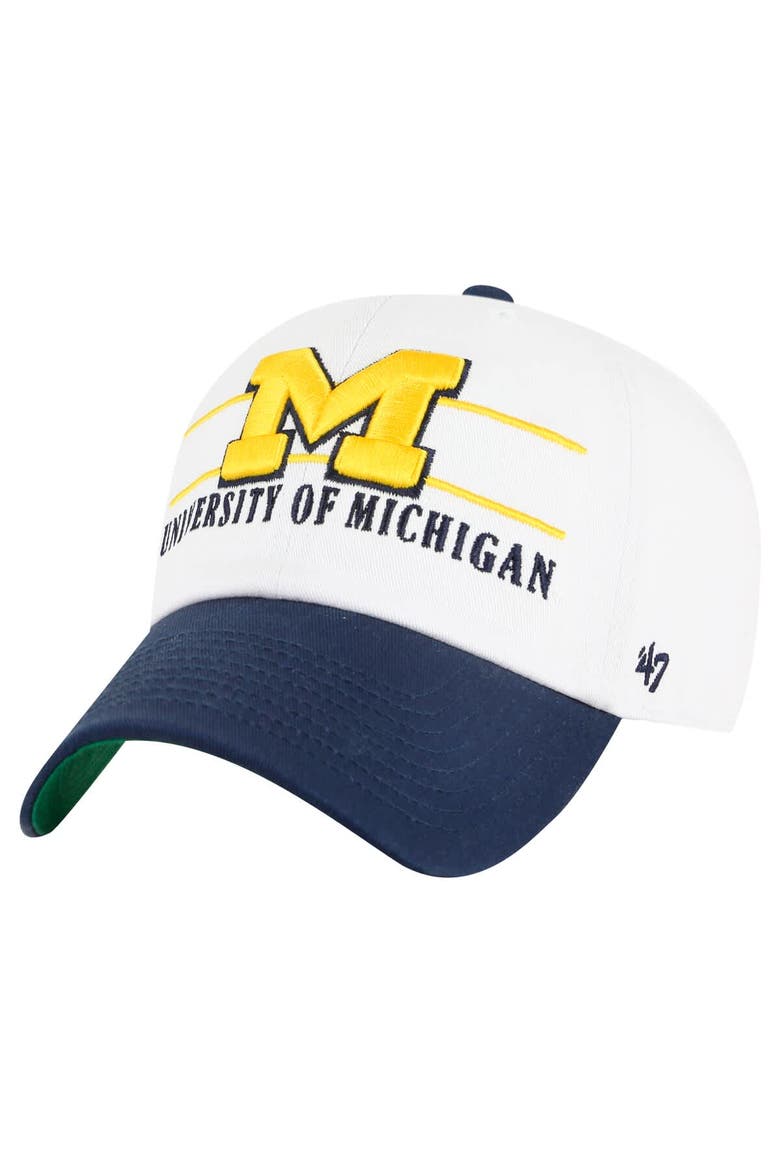 Men's '47 White Michigan Wolverines Gridiron Clean Up Adjustable Hat, Main, color, White