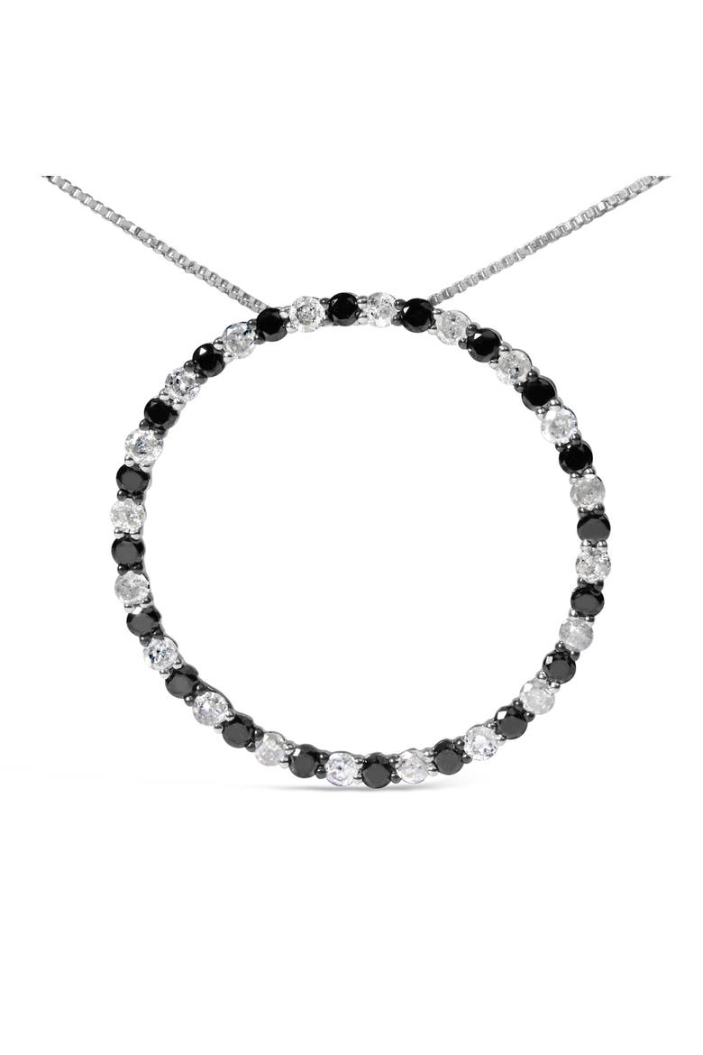 Silver 2.0 Cttw Diamond Open Hoop Circle Pendant Necklace, Alternate, color, White
