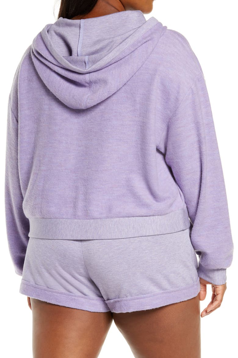 Half Zip Fleece Hoodie, Alternate, color, PURPLE SHEER HEATHER