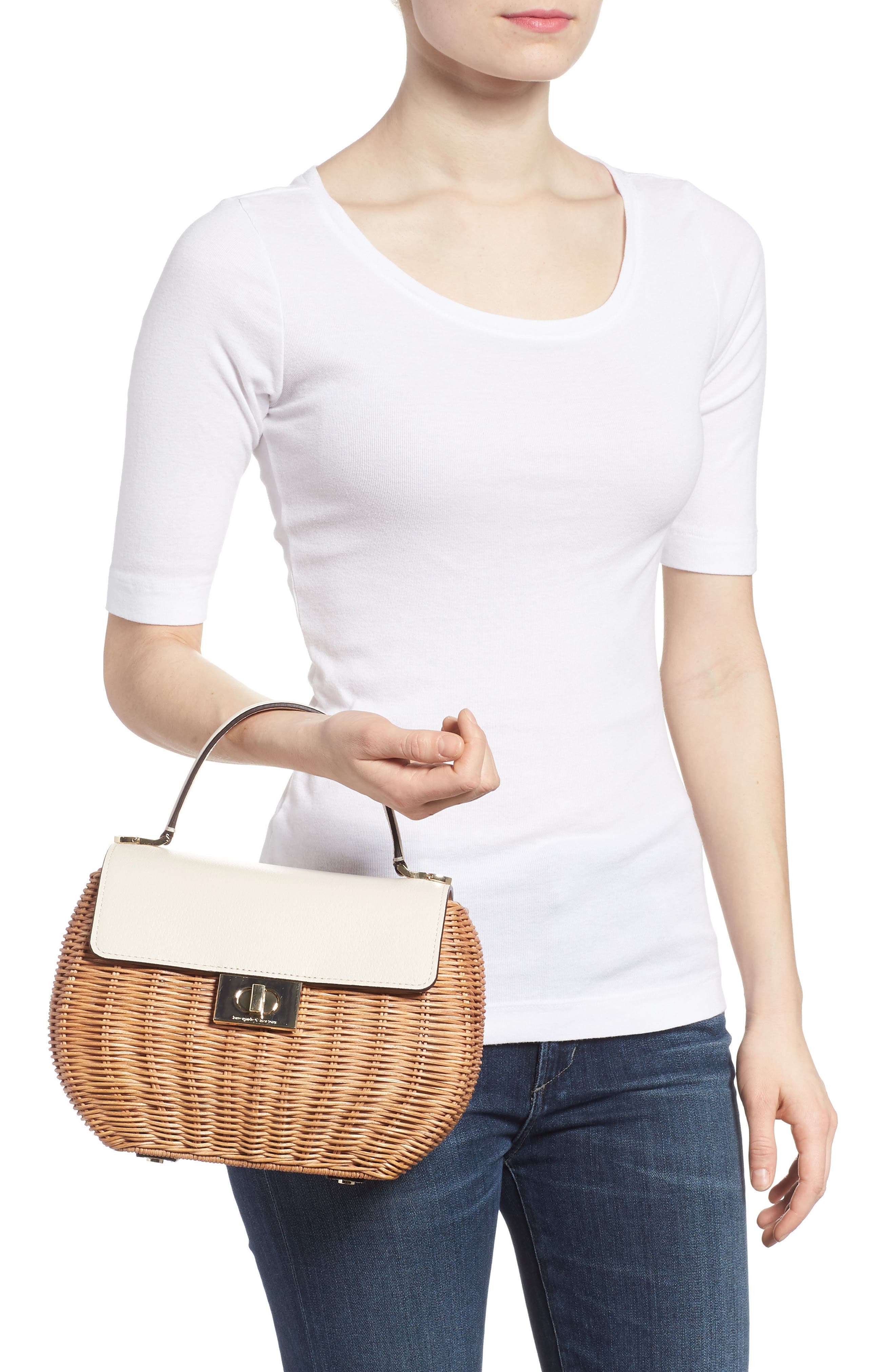 Kate Spade New York bloom street - justina wicker satchel, Alternate, color, 