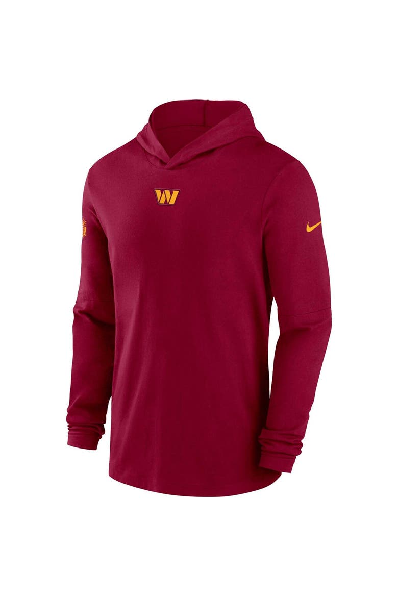 Men's Nike Burgundy Washington Commanders Sideline Performance Long Sleeve Hoodie T-Shirt, Alternate, color, Burgundy
