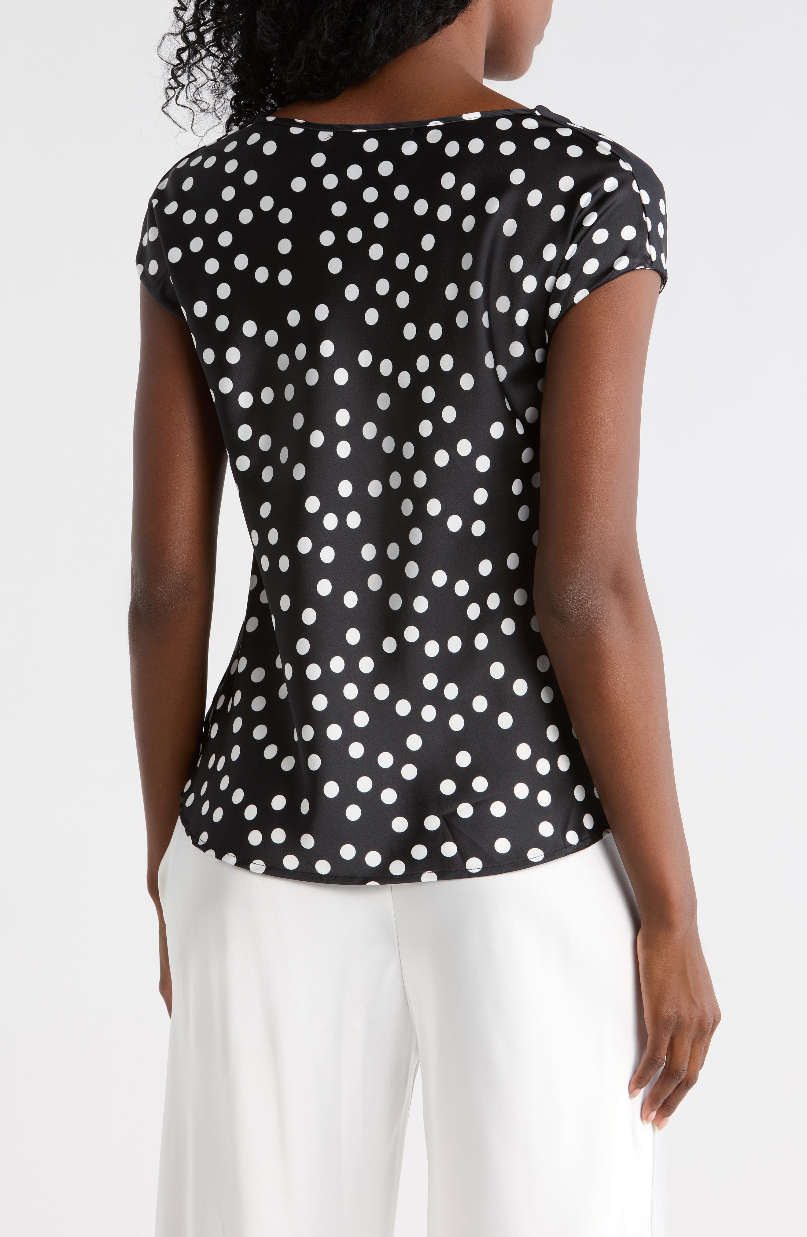 Cowl Neck Cap Sleeve Satin Top - image 2