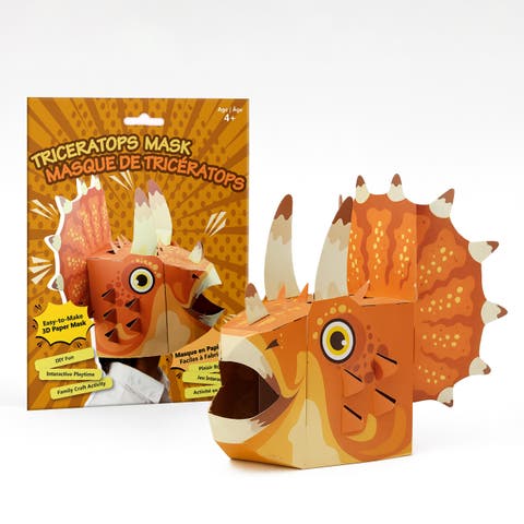 3D Paper Triceratops Mask Craft for Kids (2 Pack), Fun & Easy Activity for Creative Play