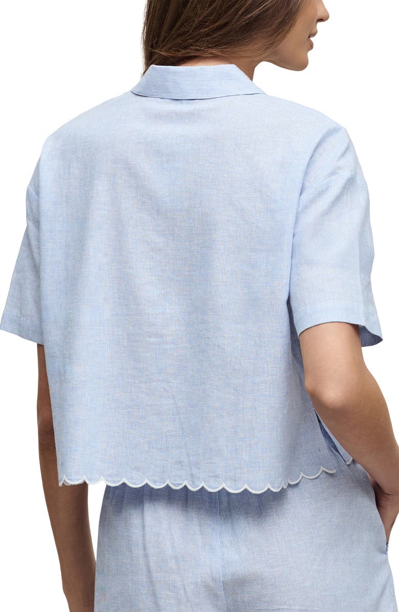 Barefoot Dreams<sup>®</sup> Linen & Cotton Pajamas Shirt, Alternate, color, Lakeside Stripe