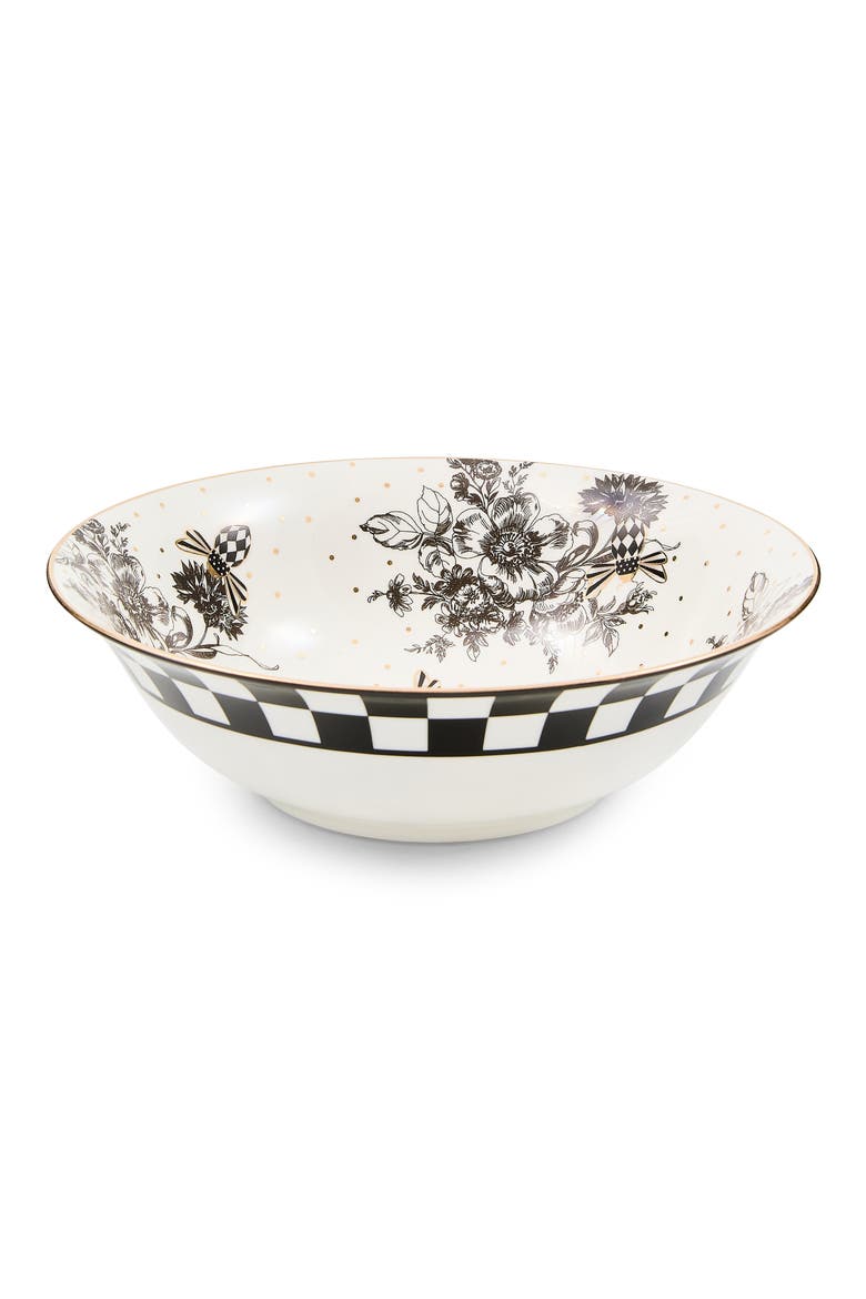 Bee Toile Serving Bowl, Main, color, WHITE