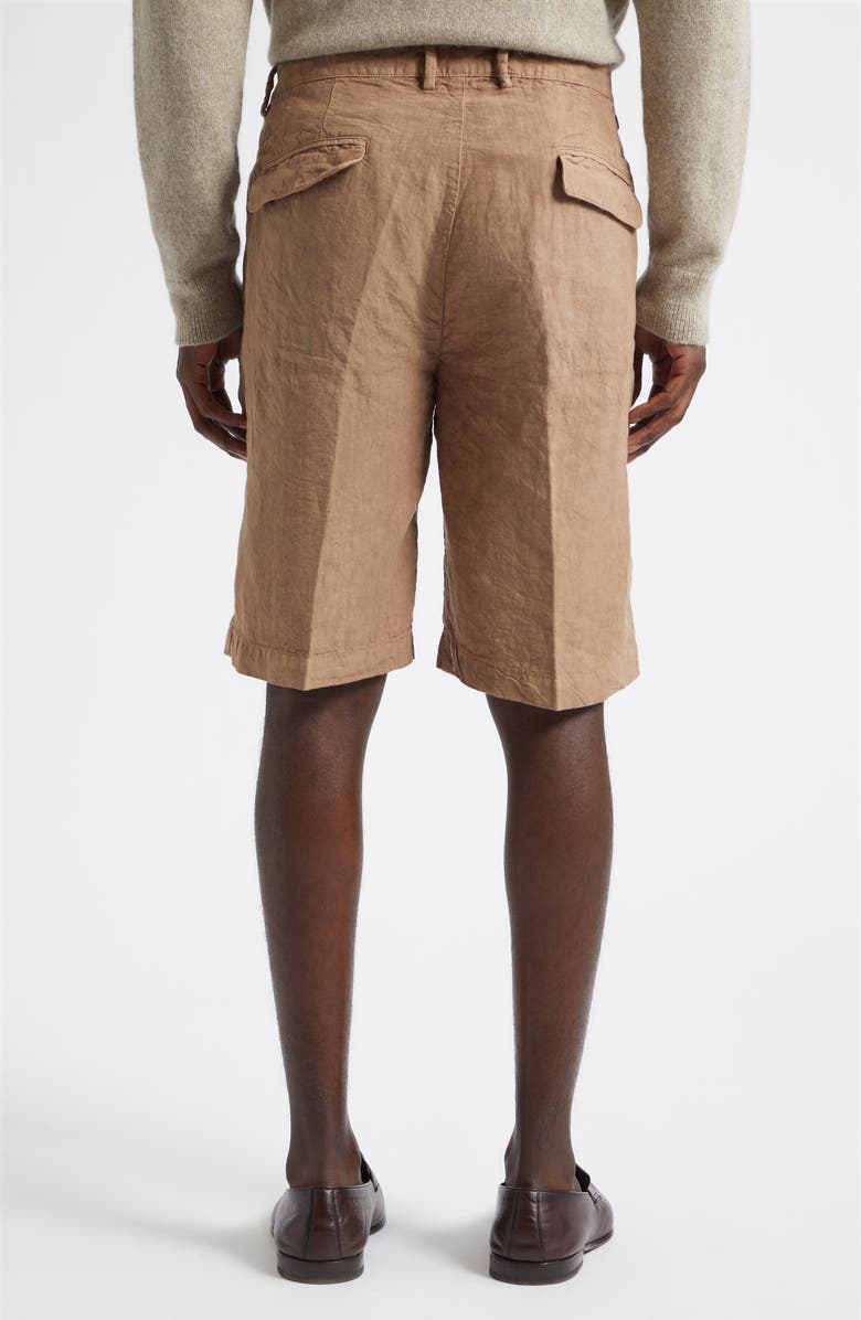 Massimo Alba Pleated Longline Linen Shorts, Alternate, color, Clay