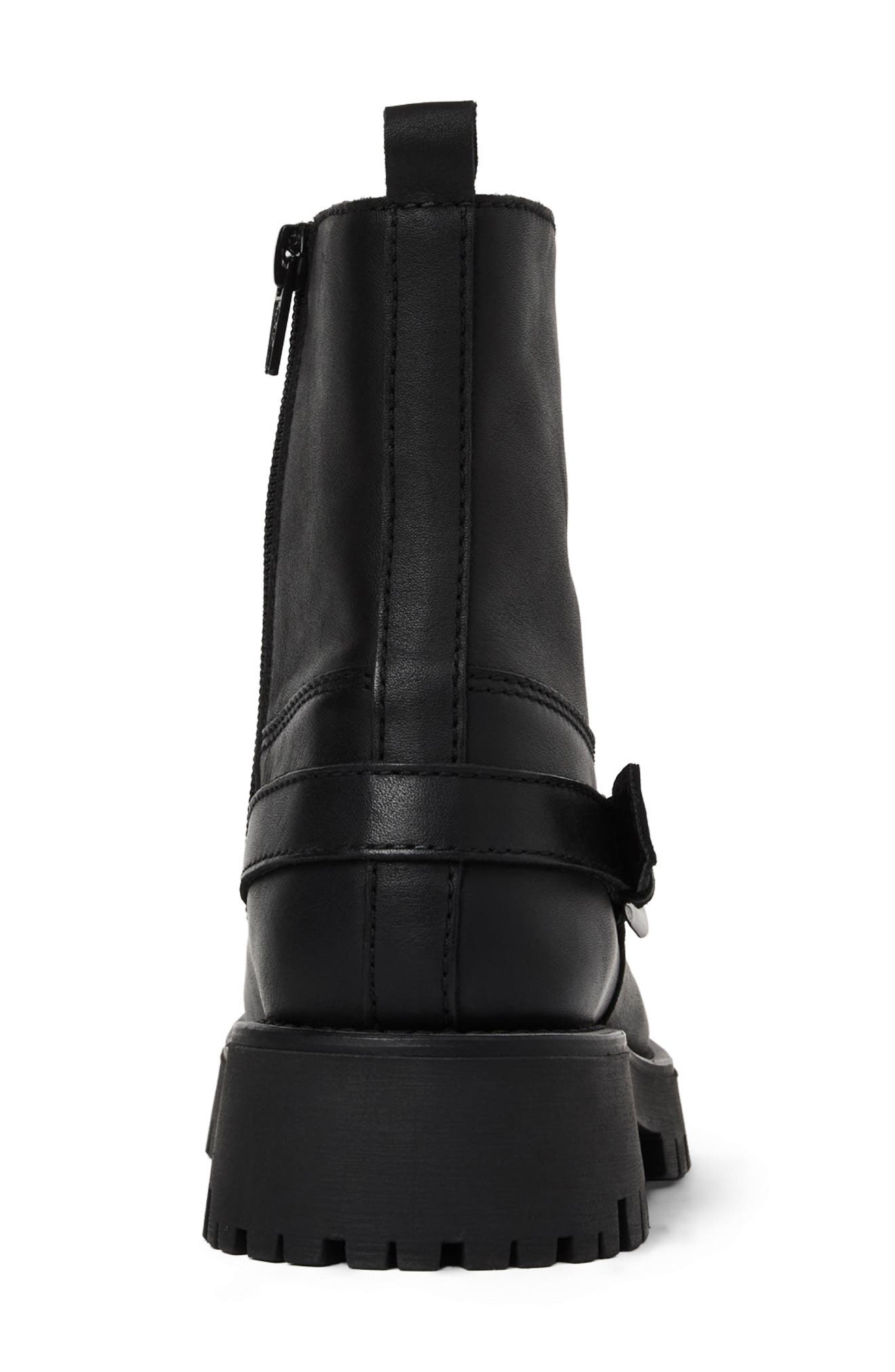 Bruno Magli Lensa Lug Sole Leather Moto Boot, Alternate, color, Black