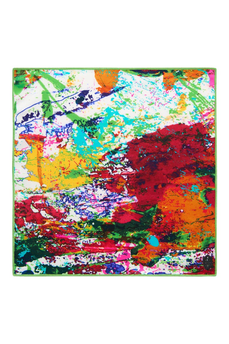 Multicolor Paint Splash Silk Pocket Square, Alternate, color, MULTI