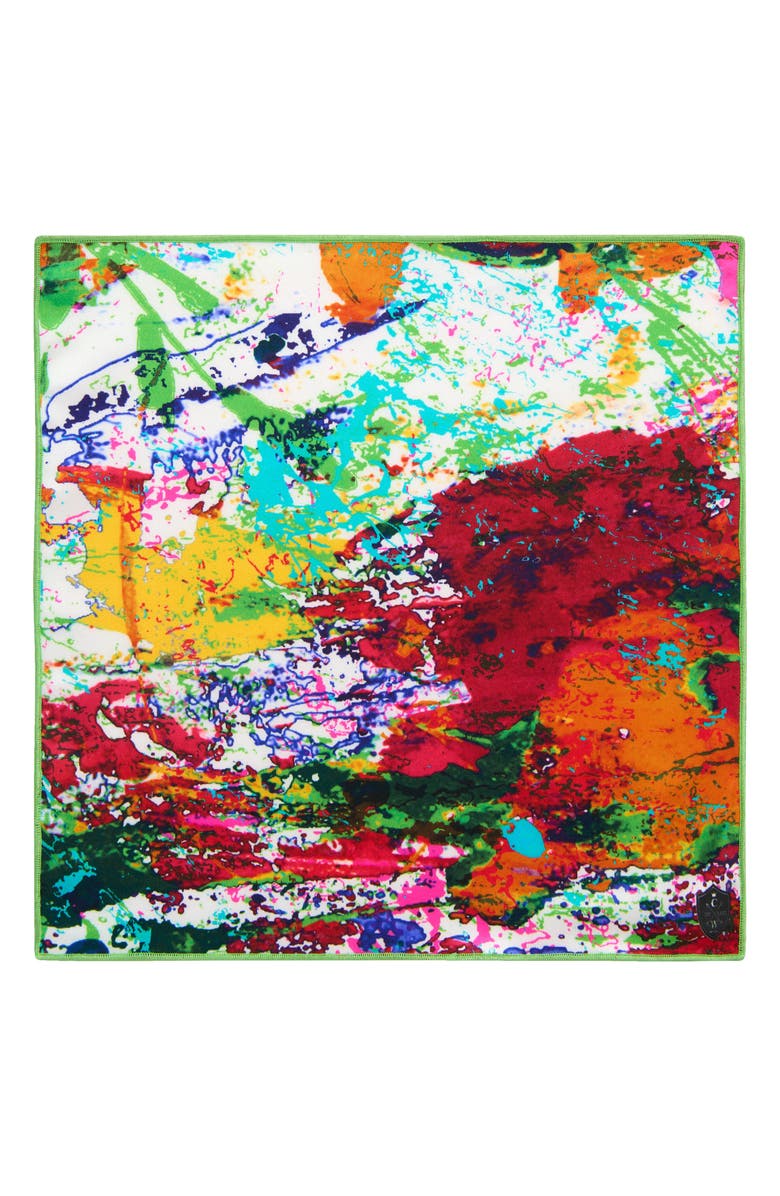 CLIFTON WILSON Multicolor Paint Splash Silk Pocket Square, Alternate, color, Multi