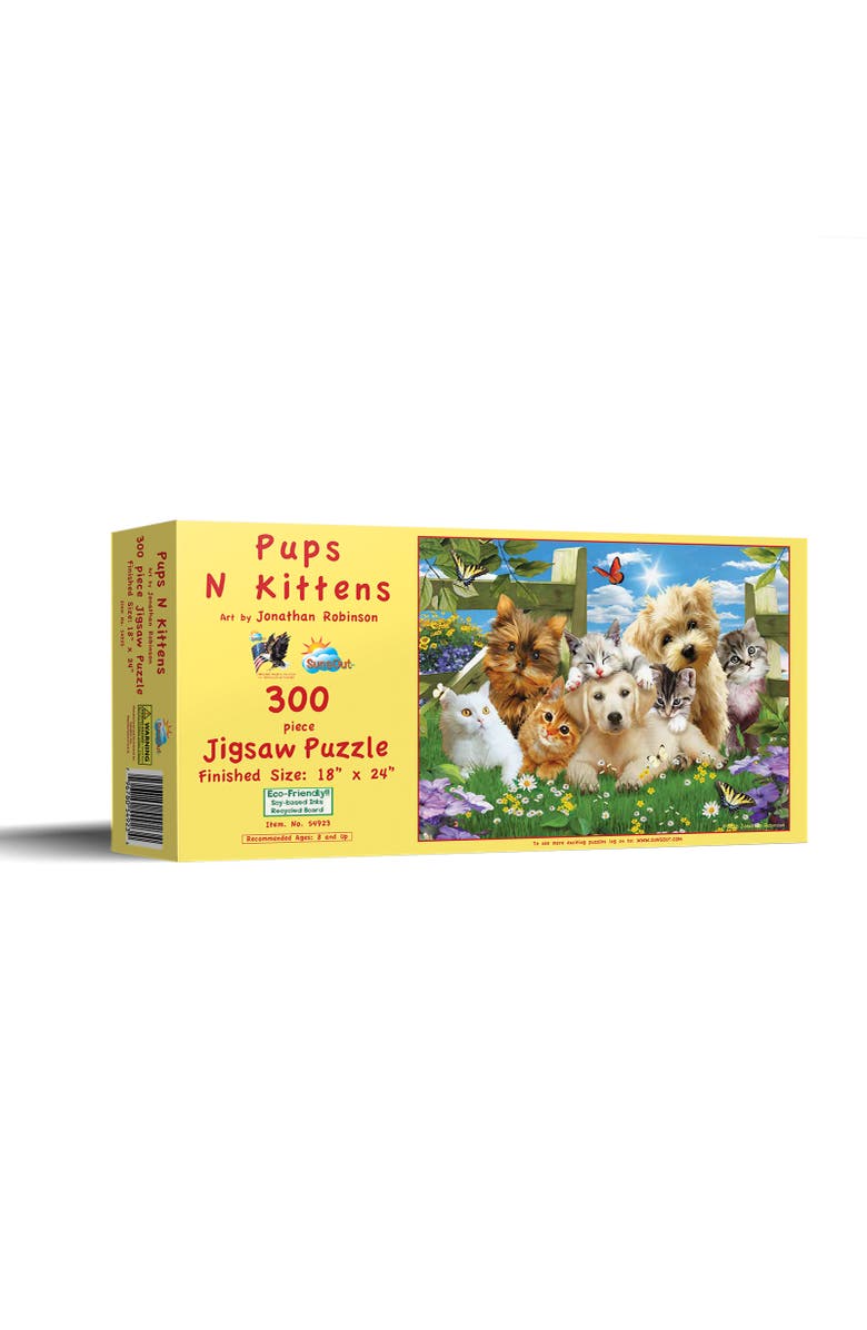 Sunsout Pups n kittens 300 piece Jigsaw Puzzle for Adults, Main, color, Multicolor