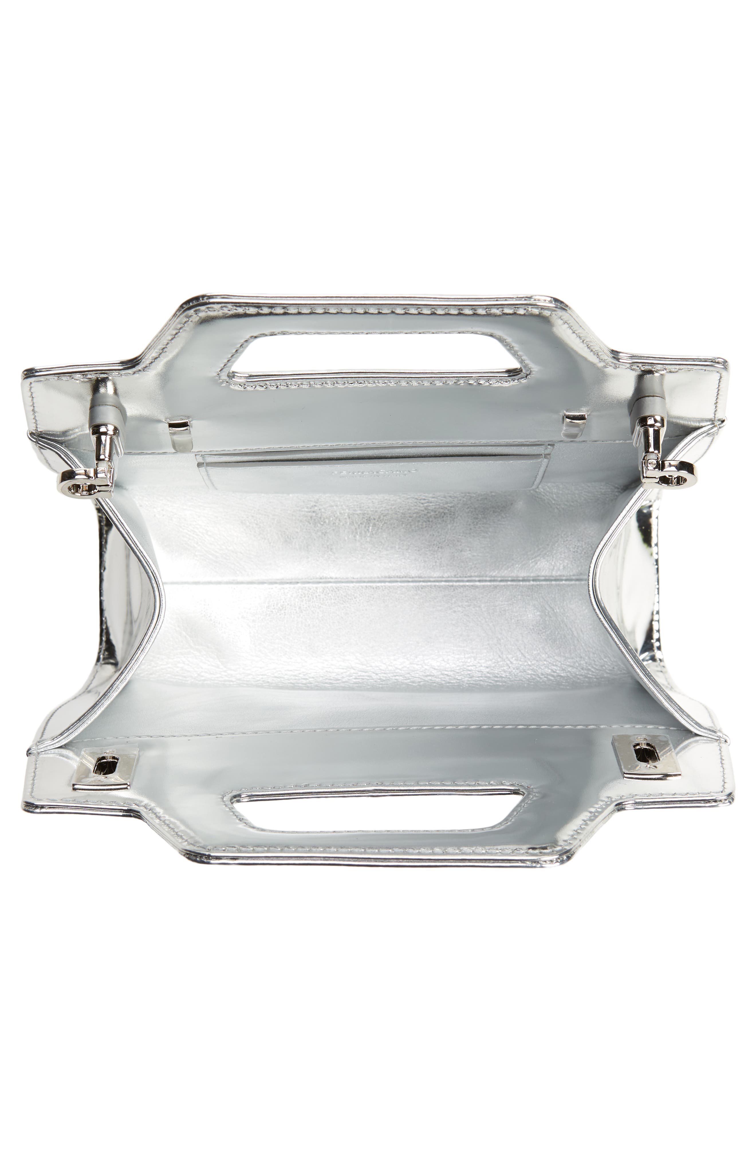 FERRAGAMO Wanda Mini Metallic Leather Top-Handle Bag, Alternate, color, 