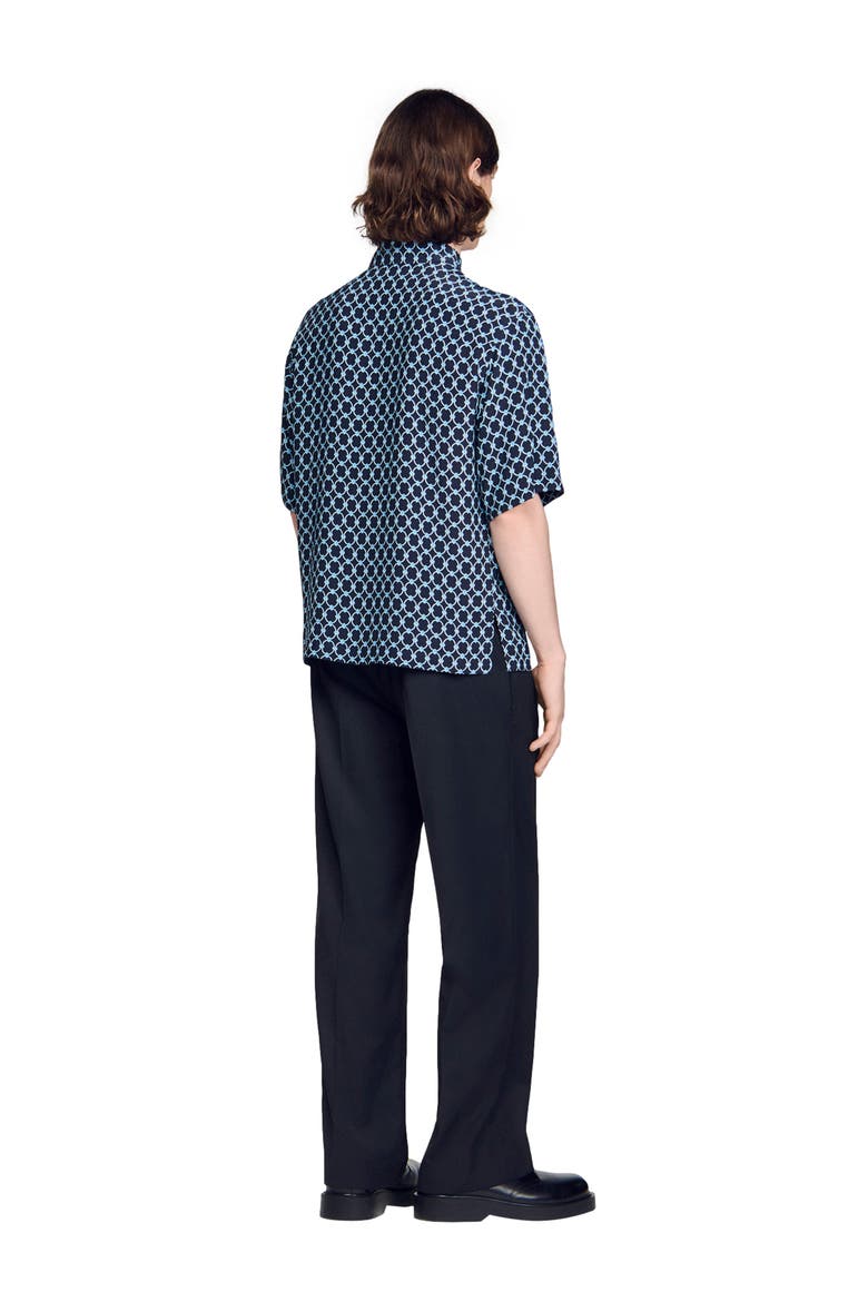 Link print loose-fit shirt, Alternate, color, Navy blue