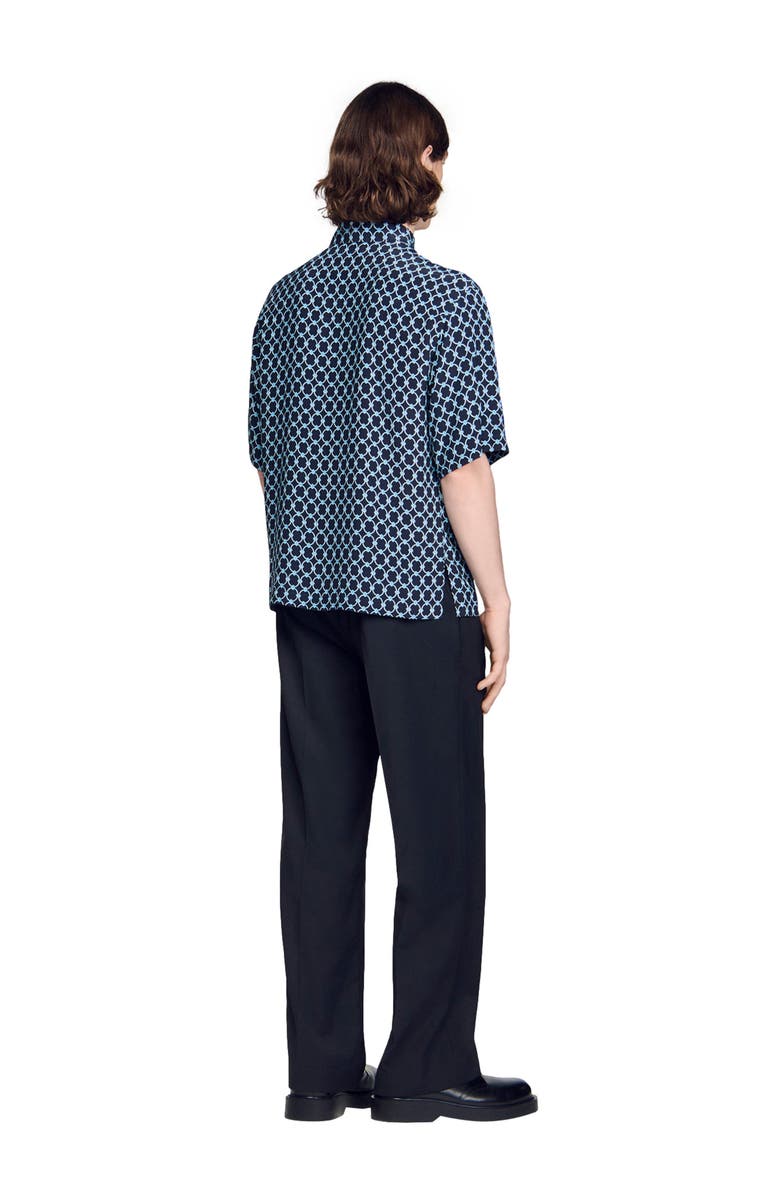 SANDRO Link print loose-fit shirt, Alternate, color, Navy Blue
