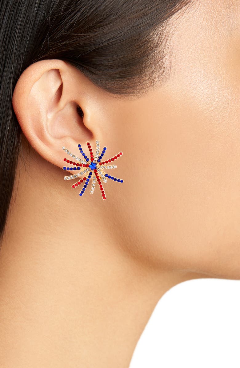 Leith Firework Statement Stud Earrings, Alternate, color, Red Multi- Gold