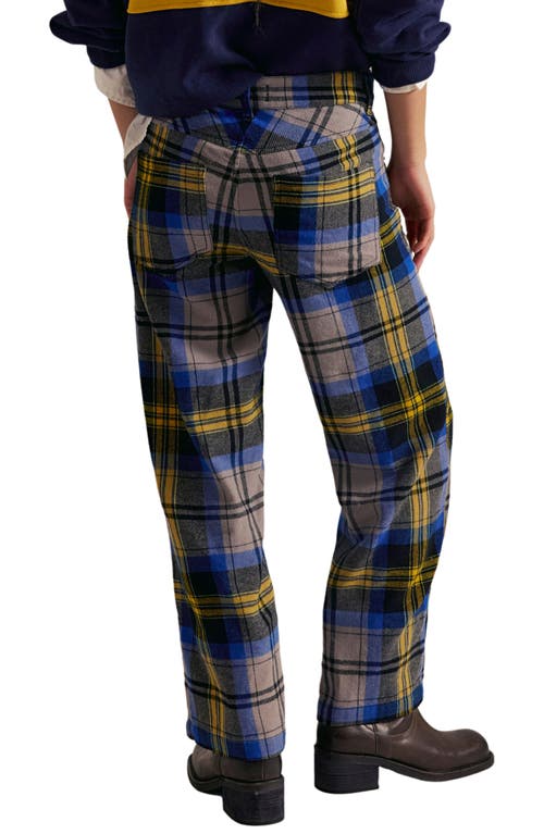 Free People Cheers Plaid High Waist Pants In Animal Print