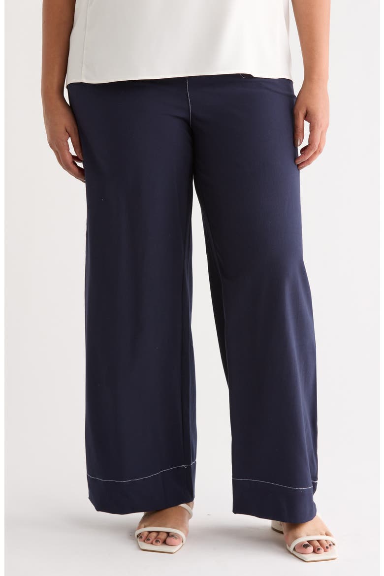 Rabanne Crop Wide Leg Pants, Main, color, NAVY W/ WHITE
