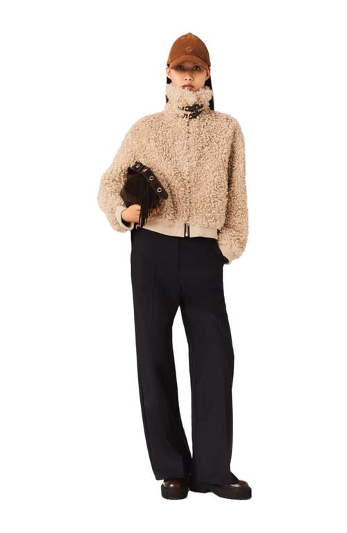 Maje Short Bouclé Jacket In Brown