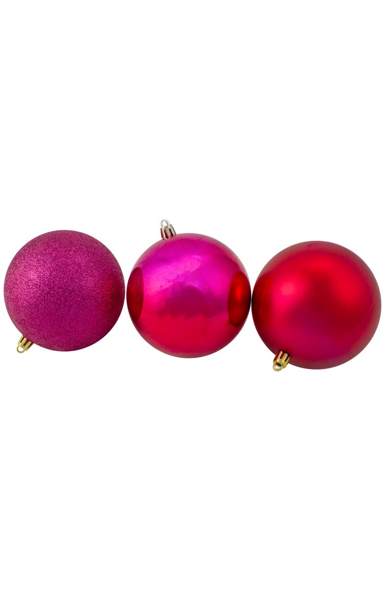 Northlight 12ct Magenta Pink 4-Finish Shatterproof Christmas Ball Ornaments 4", Alternate, color, 