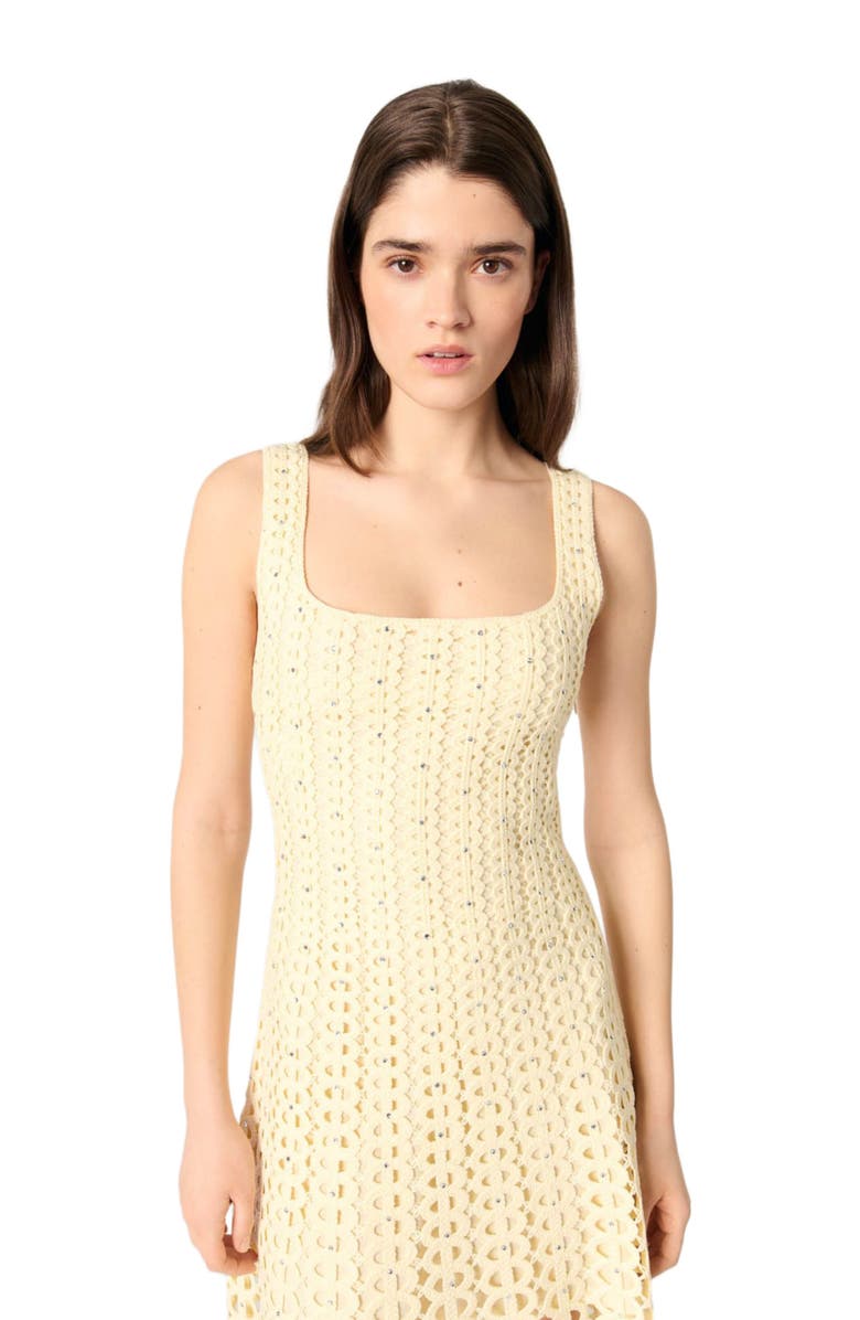 maje Rhinestone crochet maxi dress, Alternate, color, 