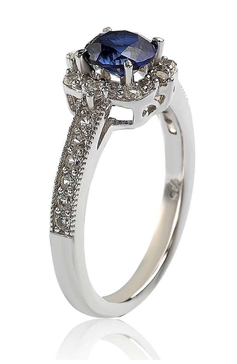 SUZY LEVIAN Sterling Silver Sapphire Center Stone & Lab Grown White Sapphire, Alternate, color, Blue