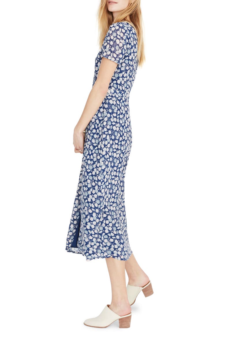 Floral Wrap Front Midi Dress, Alternate, color, BLUE MOON