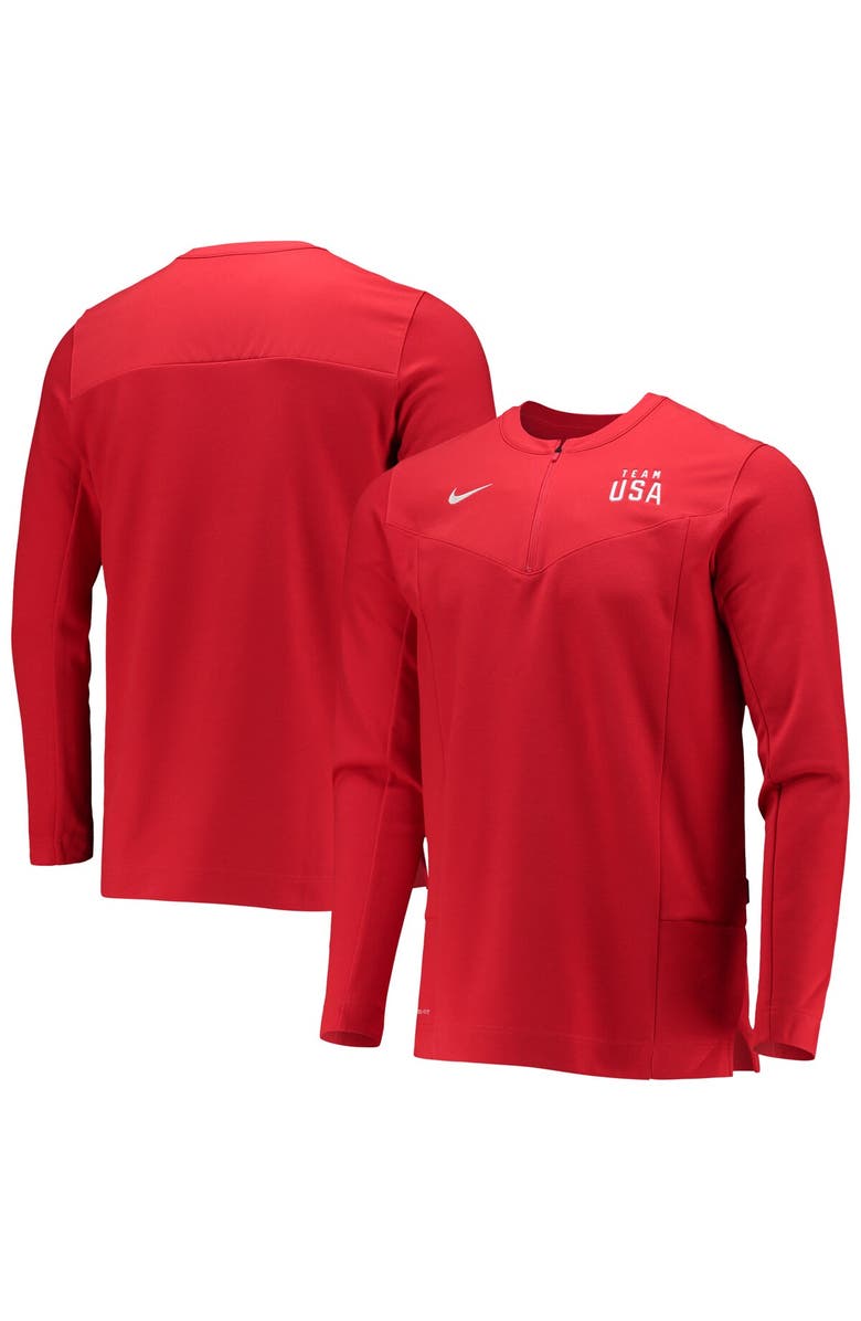 Nike Men's Nike Red Team USA Half-Zip Performance Jacket, Main, color, Red