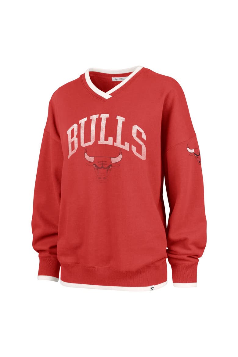 Women's '47  Red Chicago Bulls Rise Wax Pack Daze '80s Oversize Pullover Sweatshirt, Alternate, color, Red