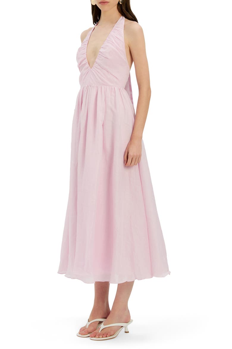 Dorota Halter Fit & Flare Midi Dress, Alternate, color, BLISS PINK
