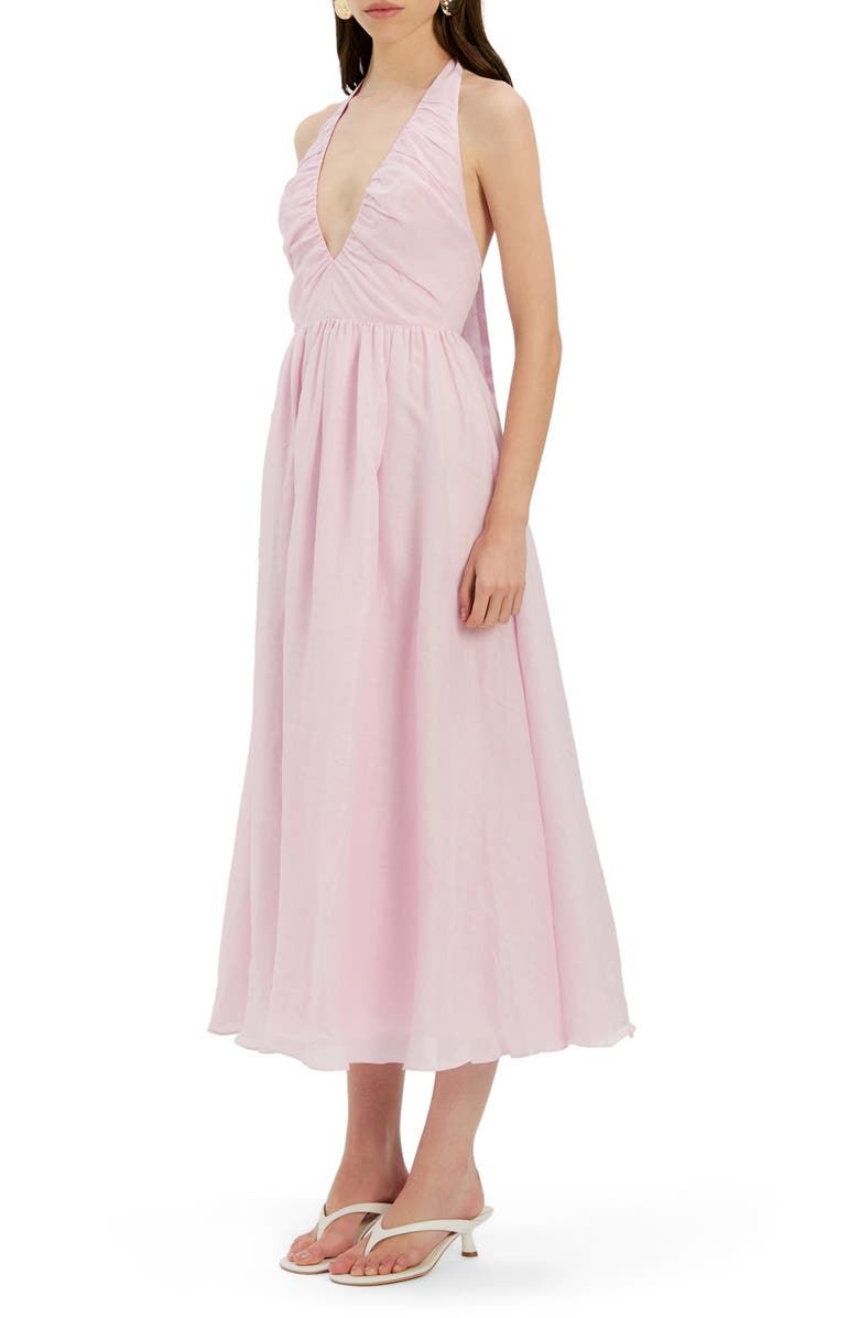 Bardot Dorota Halter Fit & Flare Midi Dress, Alternate, color, Bliss Pink