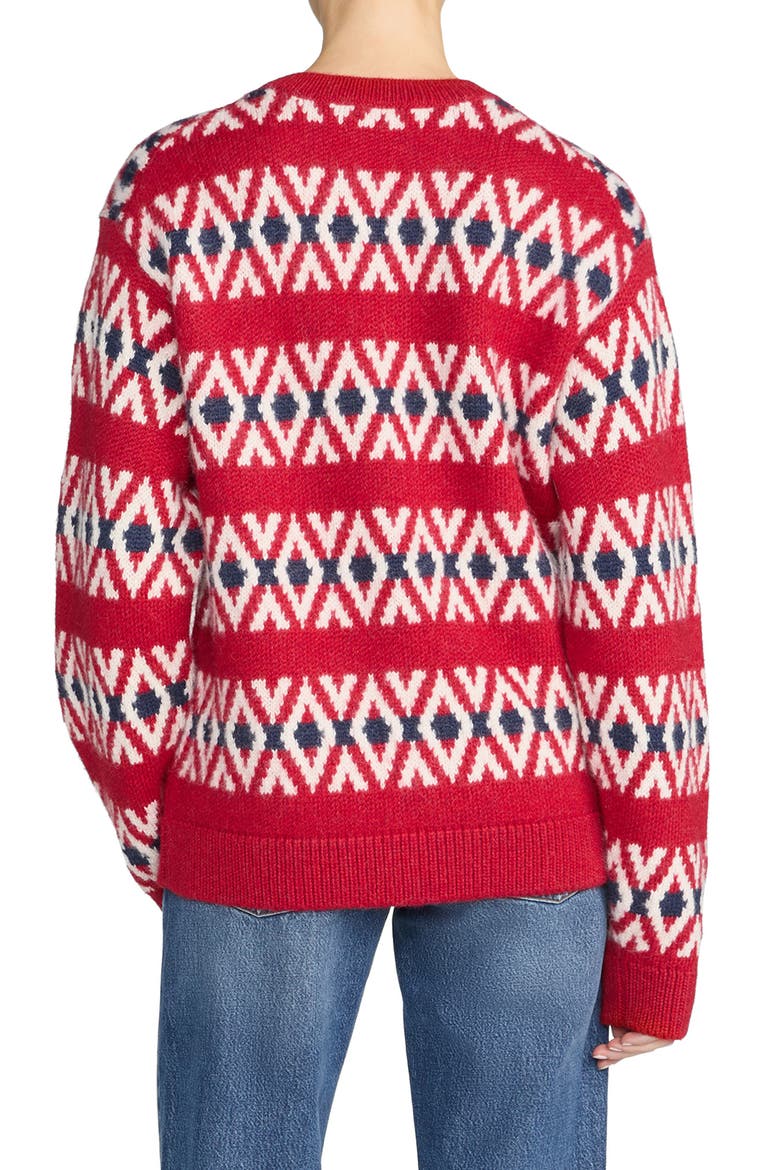 The Oversize Baby Alpaca Wool Sweater, Alternate, color, CURRANT FAIRISLE