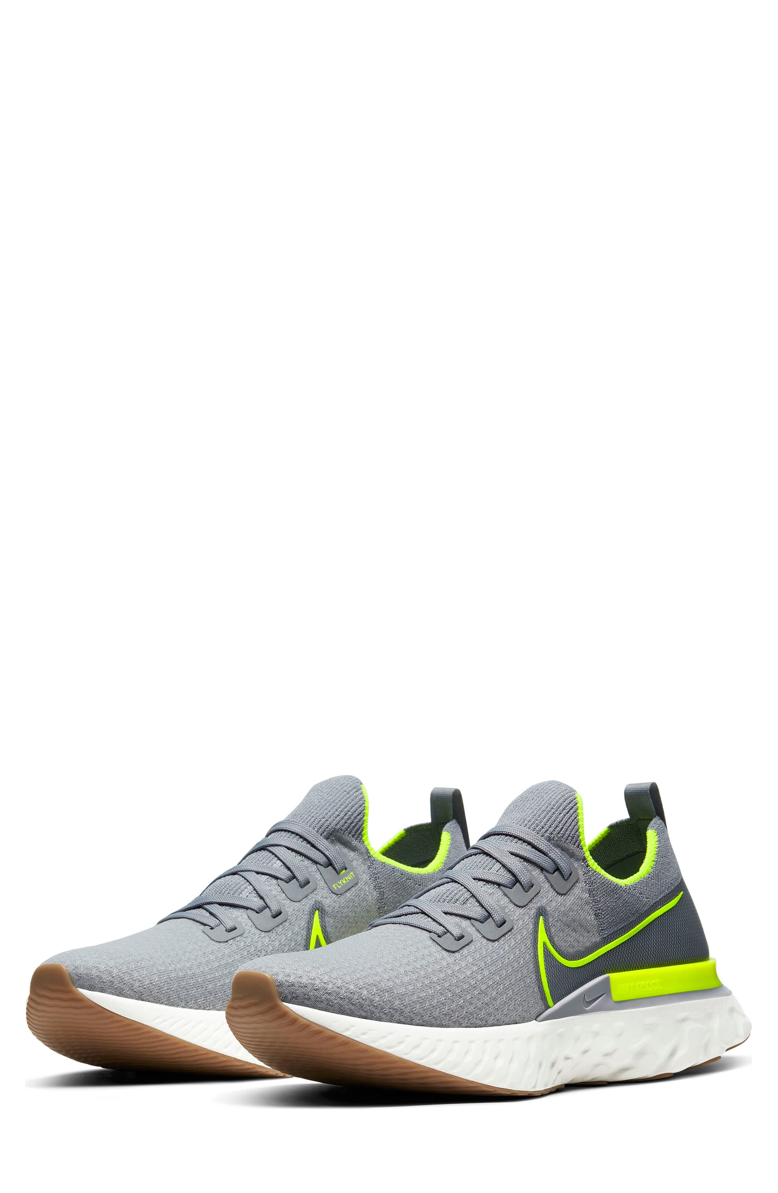 React Infinity Run Flyknit Running Shoe, Main, color, PARTICLE GREY/ VOLT/ GREY