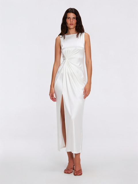 Apollo Satin Sleeveless Maxi Dress with Side Slit