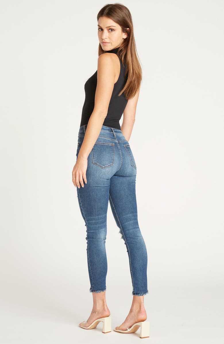 Vigoss Jagger Distressed Raw Hem Skinny Jeans, Alternate, color, Med Wash