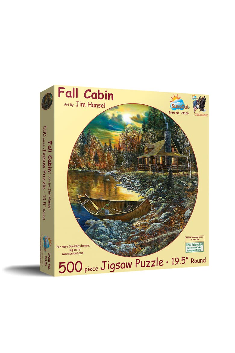 Fall Cabin 500 piece Jigsaw Puzzle for Adults Round, Main, color, Multicolor