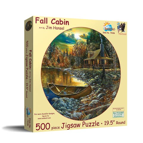 Fall Cabin 500 piece Jigsaw Puzzle for Adults Round