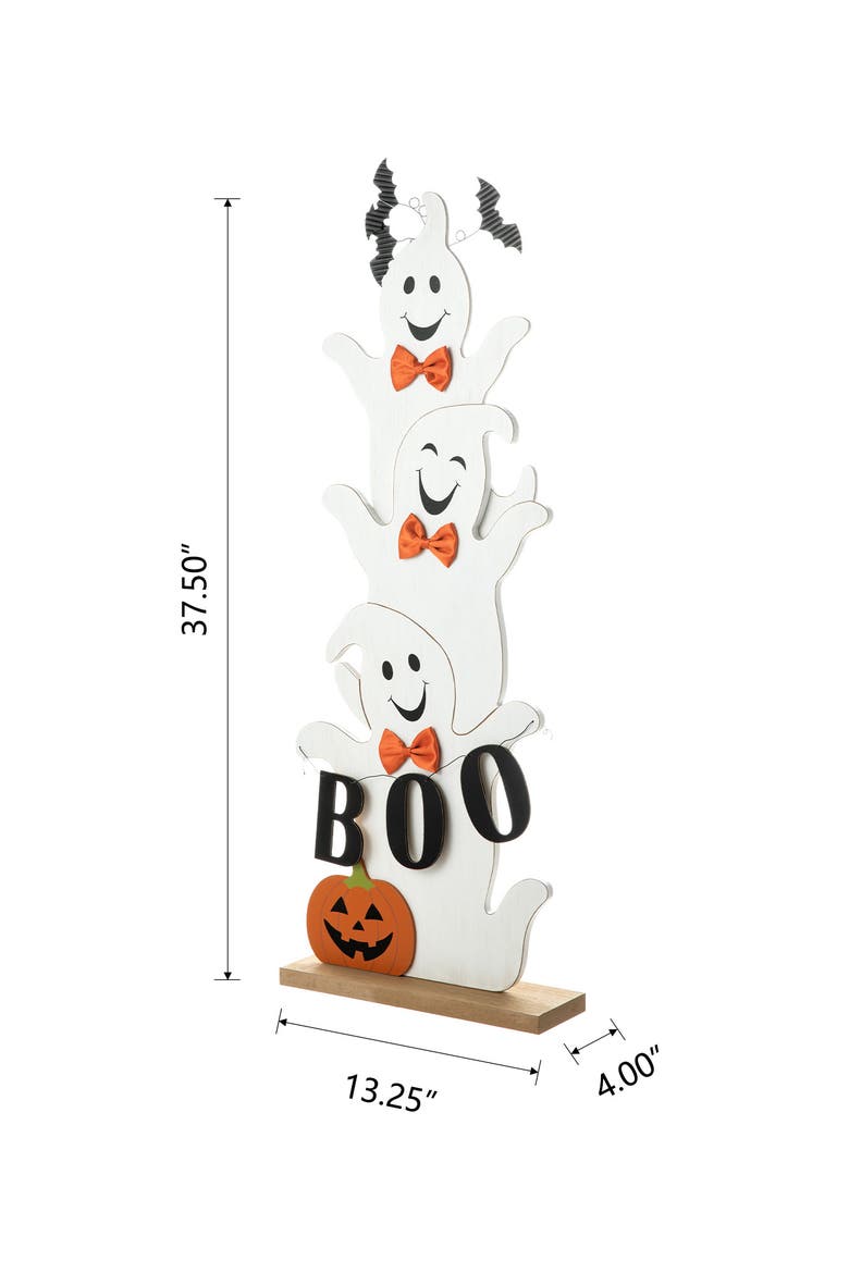 37.5"H Halloween Wooden Stacked Ghost Porch Decor, Alternate, color, White
