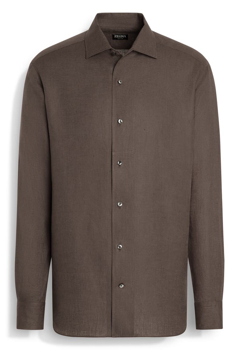 Oasi Linen Button-Up Shirt, Main, color, DARK SOLID GREY