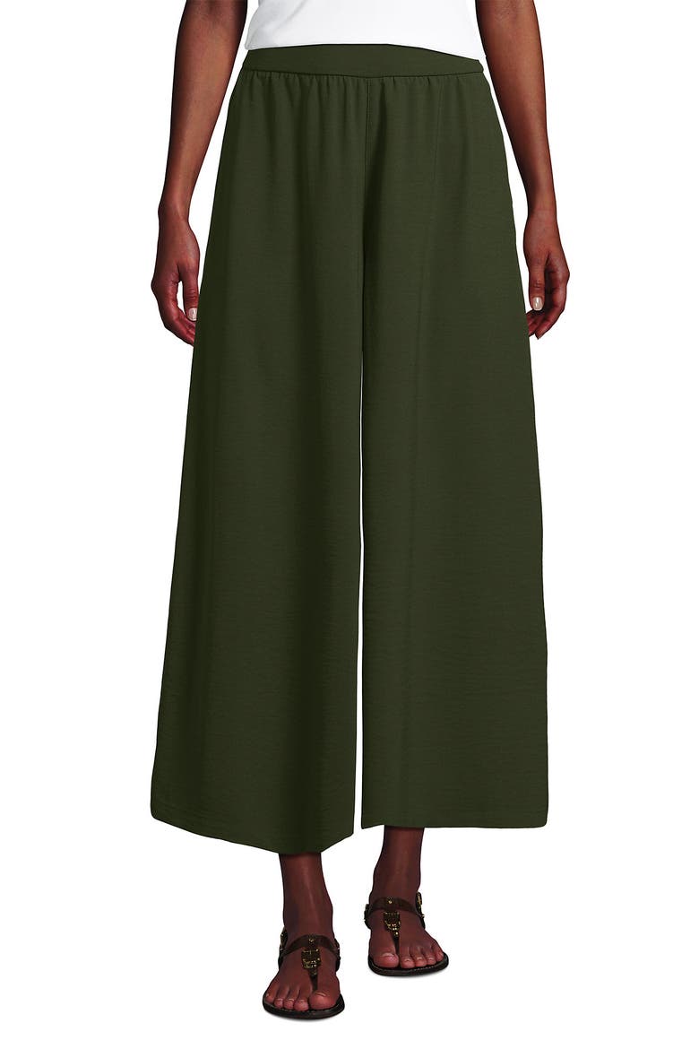 Creaseless High Rise Palazzo Crop Pants, Main, color, Dark Cilantro Green