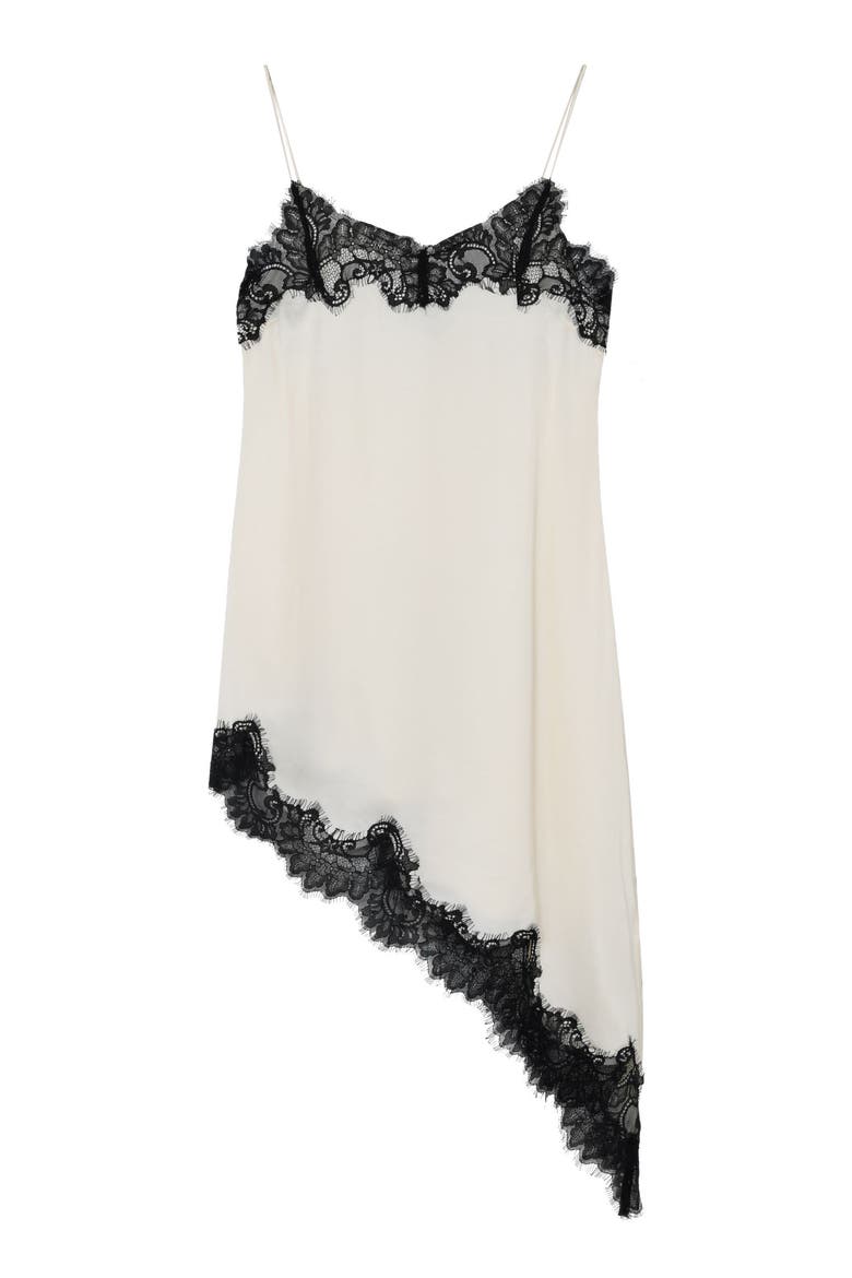 Lara Lace Trim Asymmetrical Slip Dress, Alternate, color, Vanilla Ice