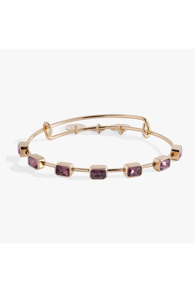 February Birthstone Emerald Cut Bangle, Main, color, Gold 