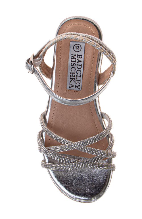 Badgley Mischka Collection Kids' Platform Wedge Sandal In Silver