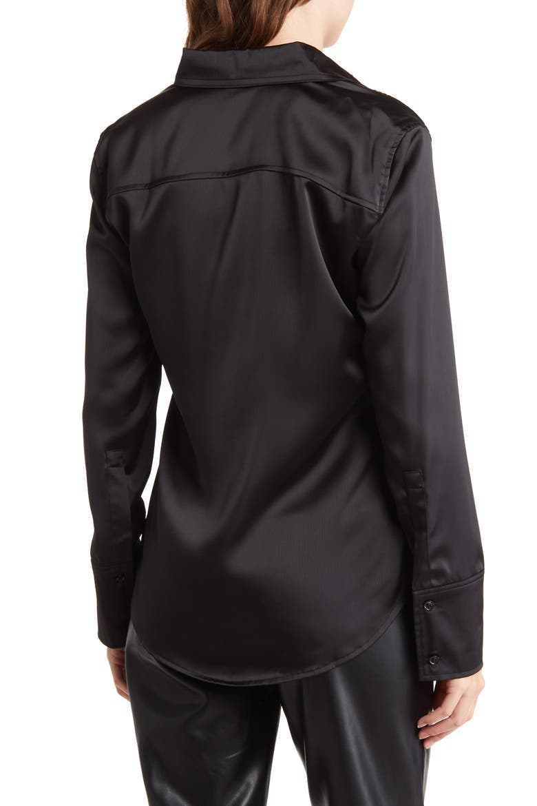 Satin Long Sleeve Blouse, Alternate, color, JET BLACK