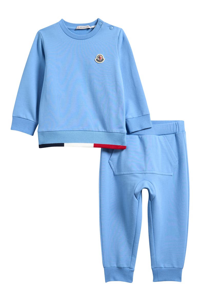 Kids' Contrast Trim Stretch Cotton Sweatshirt & Joggers Set, Main, color, BLUE
