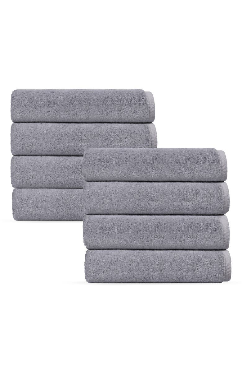 DePera Puresoft 8-Piece Turkish Cotton Hand Towels, Main, color, Silver