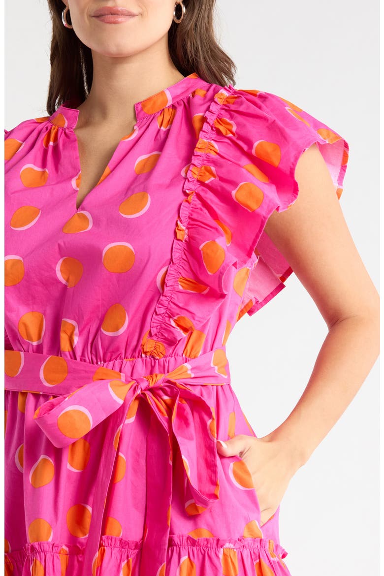 Kress Floral Domis Cotton Shift Minidress, Alternate, color, ROSY FUCHSIA/ ORANGE DOT