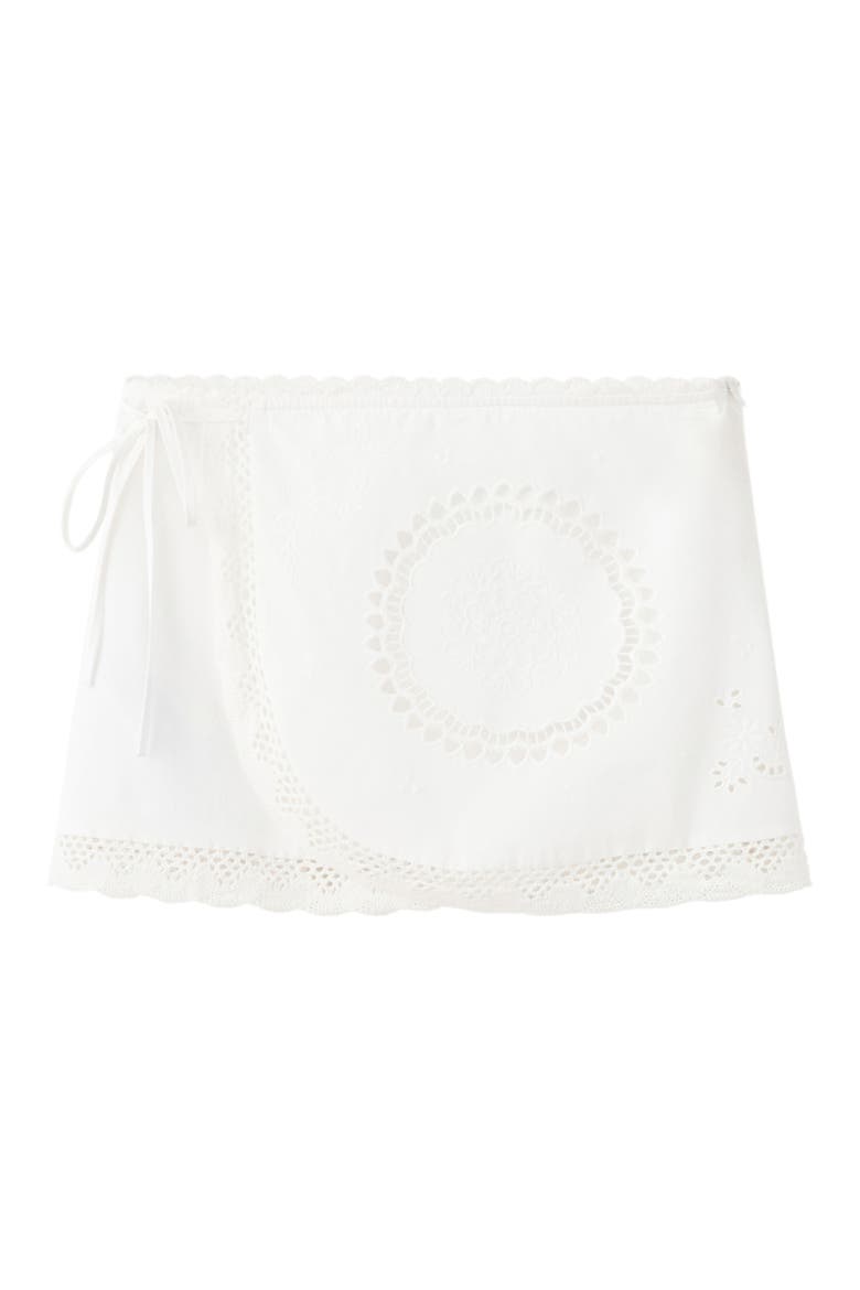 Openwork Embroidered Cotton Miniskirt, Alternate, color, WHITE