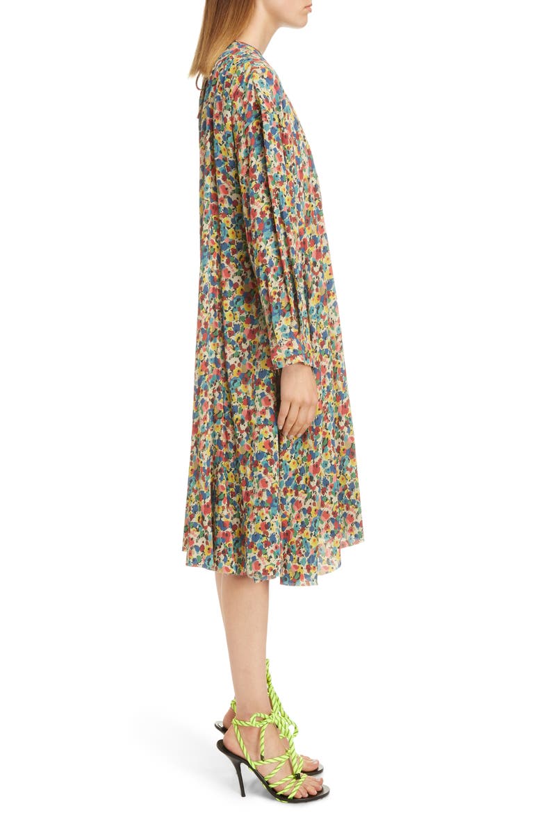 Floral Print Silk Dress, Alternate, color, MULTICOLOR